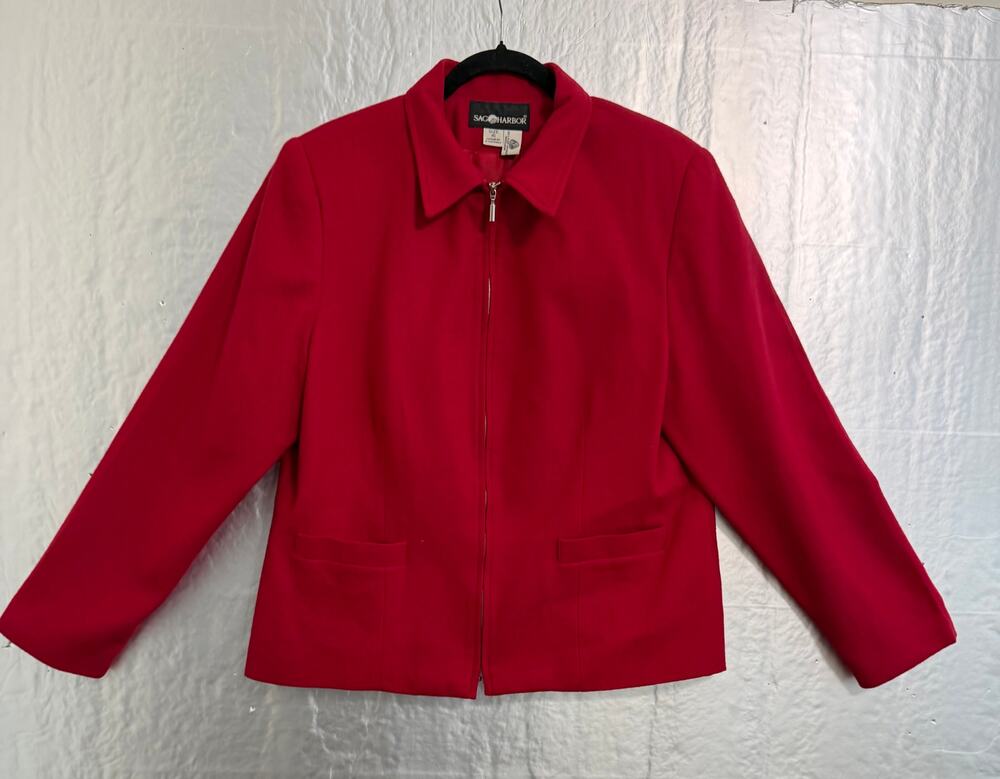 Sag Harbor Women’s 16 Red Zip Front Career Blazer Jacket